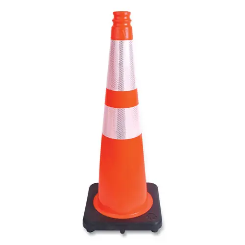 Tatco Traffic Cone, 10.75 x 10.75 x 28, Orange/Silver/Black