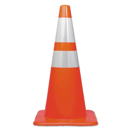 Tatco Traffic Cone, 14 x 14 x 28, Orange/Silver