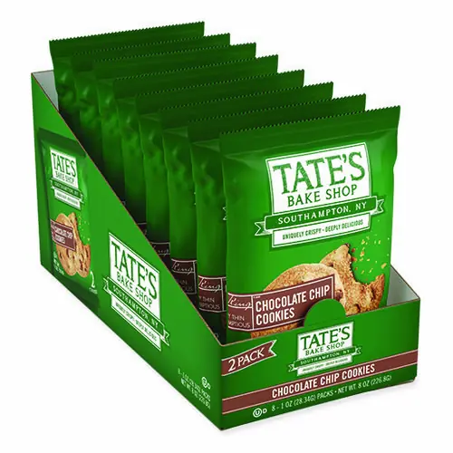 TATE'S BAKE SHOP Chocolate Chip Cookies Snack Packs, 1 oz, 16 Packs (2 Boxes of 8)