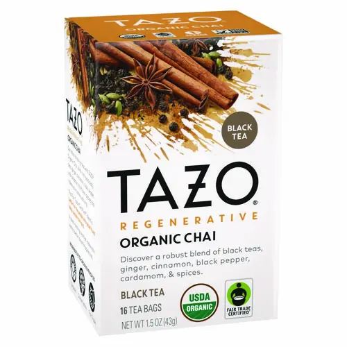 Tazo® Tea Bags, Organic Chai, 16 Tea Bags per Box, 6 Boxes per Carton