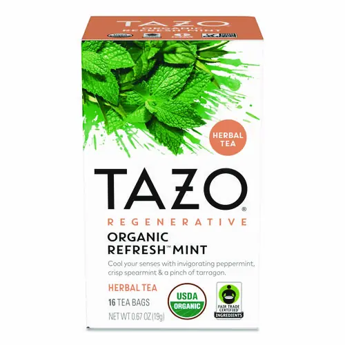 Tazo® Tea Bags, Organic Refresh Mint, 16/Box