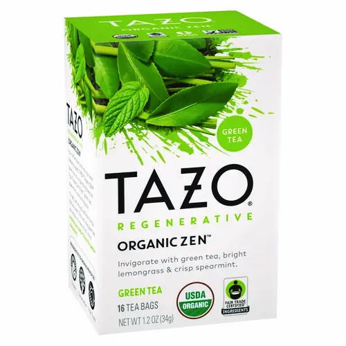 Tazo® Tea Bags, Organic Zen, 16/Box, 6 Boxes/Carton