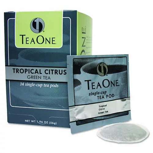 Tea One® Tea Pods, Tropical Citrus Green, 14/Box