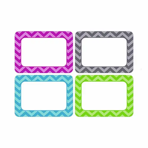 Teacher Created Resources All Grade Self-Adhesive Name Tags, Chevron Border Design, Assorted Colors, 36/Pack