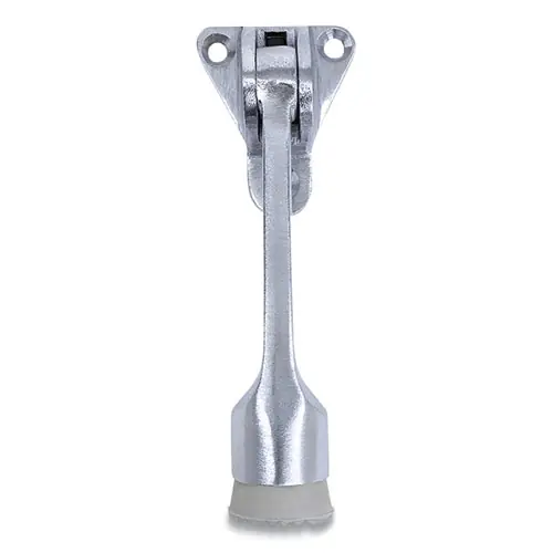 Tell® Hinged Kick-Down Door Stop with Triangular Three-Point Mounting Plate, Satin Chrome