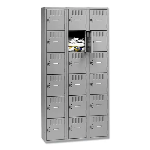 Tennsco Box Compartments, Triple Stack, 36w x 18d x 72h, Medium Gray