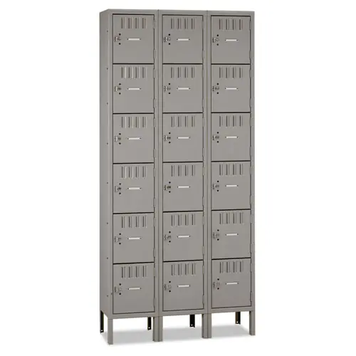 Tennsco Box Compartments with Legs, Triple Stack, Medium Gray, 36"W x 18"D x 78"H