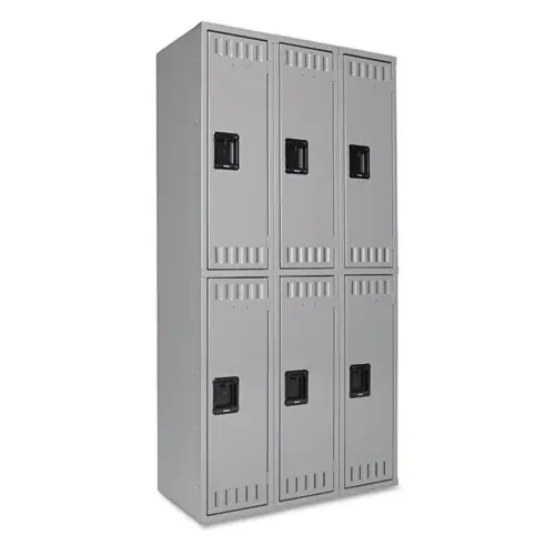 Tennsco Double Tier Locker, Triple Stack, Medium Gray