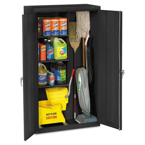 Tennsco Janitorial Cabinet, Black, 36"W x 18"D x 64"H