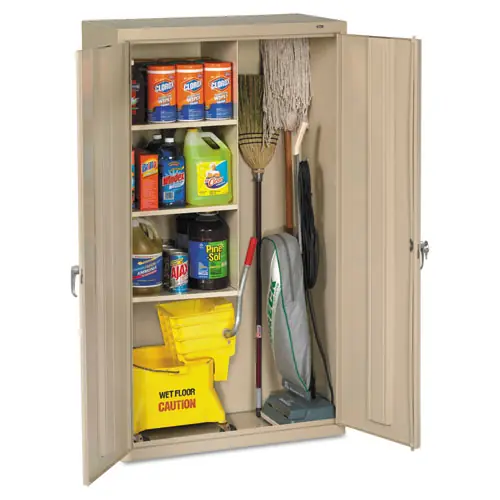 Tennsco Janitorial Cabinet, 36" W x 18" D x 64" H, Putty