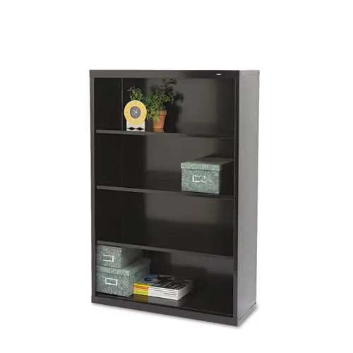Tennsco Metal Bookcase, Four-Shelf, 34.5w x 13.5d x 52.5h, Black