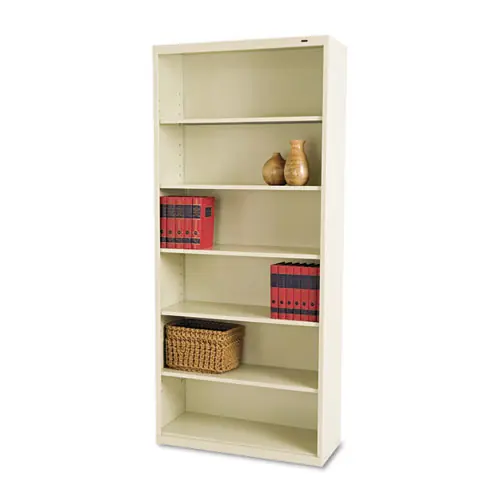 Tennsco Metal Bookcase, Six-Shelf, 34.5"W x 13.5"D x 78"H, Putty