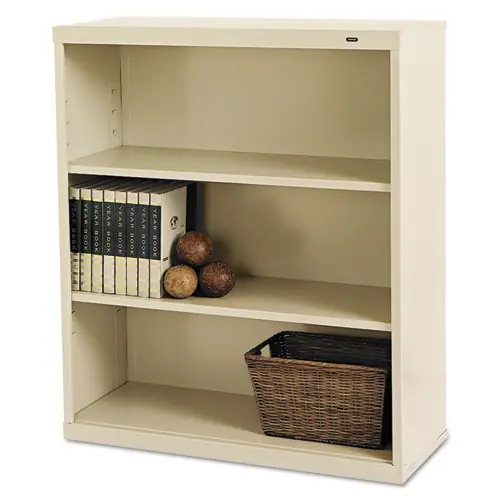 Tennsco Metal Bookcase, Three-Shelf, Putty, 34.5"W x 13.5"D x 40"H