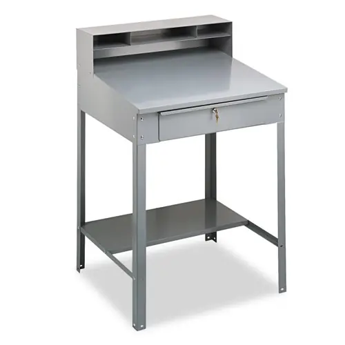 Tennsco Open Steel Shop Desk, Medium Gray, 34.5"W x 29"D x 53.75"H
