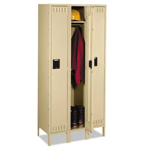 Tennsco Single-Tier Locker with Legs, Three Lockers, 36"W x 18"D x 78"H, Sand
