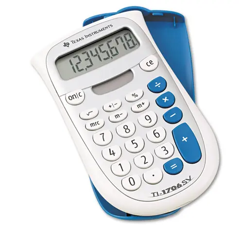 Texas Instruments TI-1706SV Handheld Pocket Calculator, 8-Digit LCD