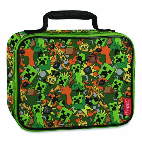 Thermos® Minecraft Soft Lunch Box, Green/Orange/Gray, 9.5" x 3.75" x 7.5"