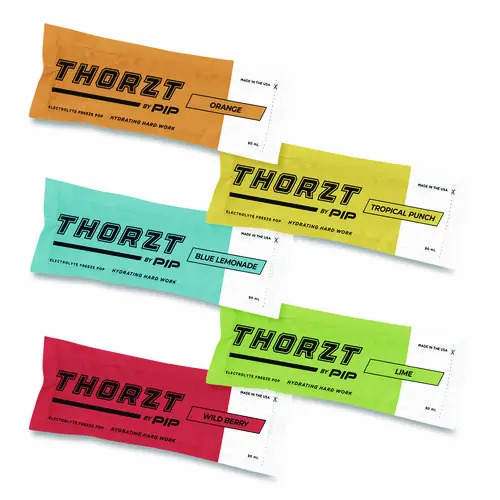 THORZT by PIP Electrolyte Freeze Pops, Assorted Flavors, 3 oz Tubes, 150 Tubes/Carton