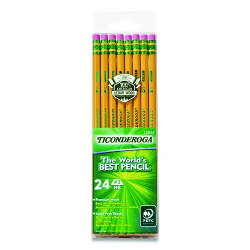 Ticonderoga® Pencils, HB (#2), Black Lead, Yellow Barrel, 24/Pack