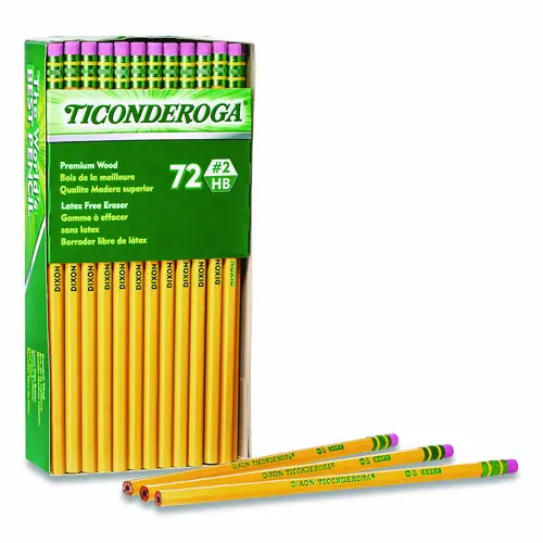 Ticonderoga® Pencils, HB (#2), Black Lead, Yellow Barrel, 72/Pack