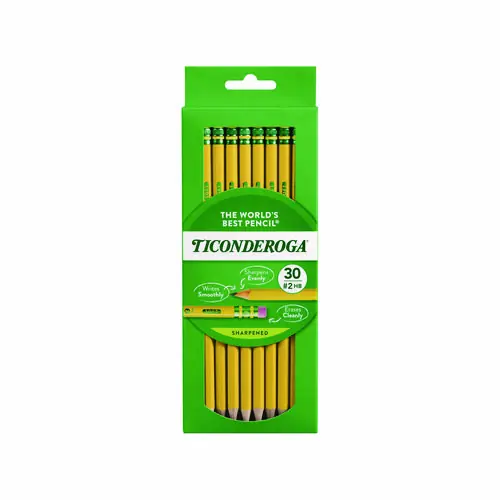 Ticonderoga® Pre-Sharpened Pencil, HB (#2), Black Lead, Yellow Barrel, 30/Pack