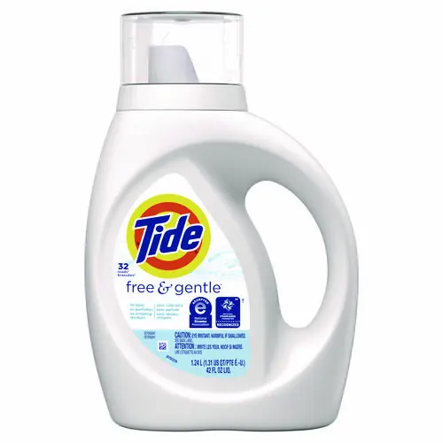 Tide® Free and Gentle Laundry Detergent, HE Compatible, 32 Loads, 42 oz Bottle, 6/Carton