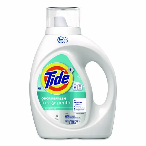 Tide® Free and Gentle Odor Refresh Liquid Laundry Detergent, 39 Loads, 55 oz Bottle, 4/Carton