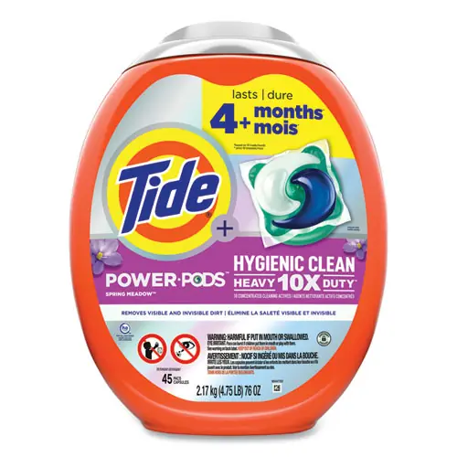 Tide® Hygienic Clean Heavy 10x Duty Power Pods, Fresh Meadow Scent, 76 oz Tub, 45 Pods