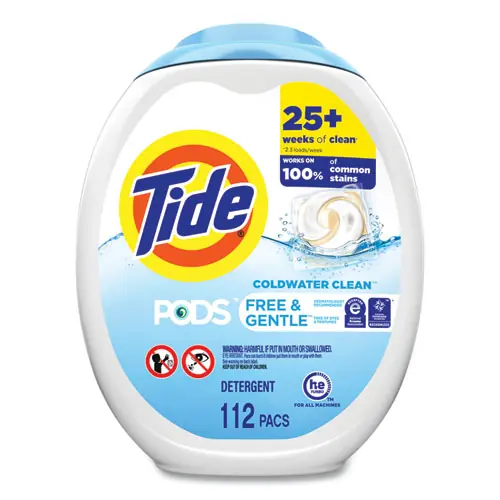 Tide® PODS, Free and Gentle, Unscented, 112 Pods/Pack