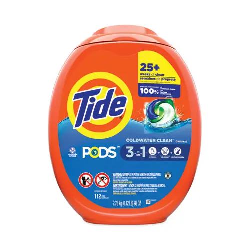 Tide® Pods, HE Compatible, Tide Original, 112 Pods/Tub, 4 Tubs/Carton