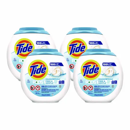 Tide® Pods, HE Compatible, Unscented, 81 Pods/Tub, 4 Tubs/Carton