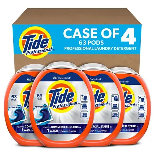 Tide® Professional™ Commercial Power PODS Laundry Detergent, HE Compatible, 63 Pods per Tub, 4 Tubs per Carton