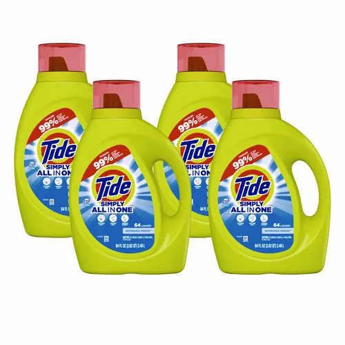 Tide® Simply Clean and Fresh Laundry Detergent, HE Compatible, Refreshing Breeze, 64 Loads, 84 oz Bottle, 4/Carton
