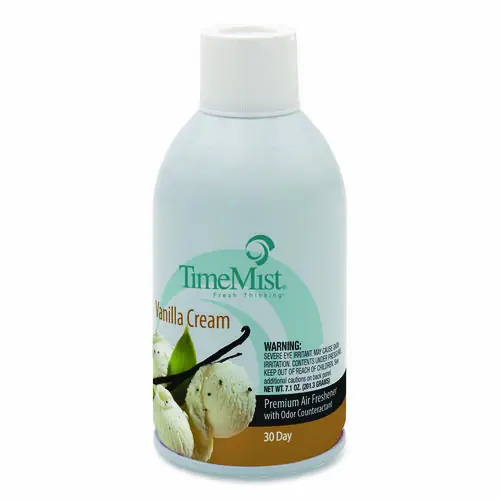 TimeMist® Premium Metered Air Freshener Refill, Vanilla Cream, 5.3 oz Aerosol Spray, 12/Carton