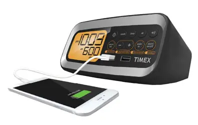 Timex T1305BX FM Clock Radio with Dual USB Charging
