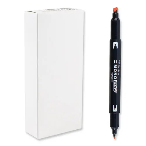 Tombow® Mono® Edge Highlighters, Red Ink, Chisel/Bullet Tip, Red Barrel, 10/Box