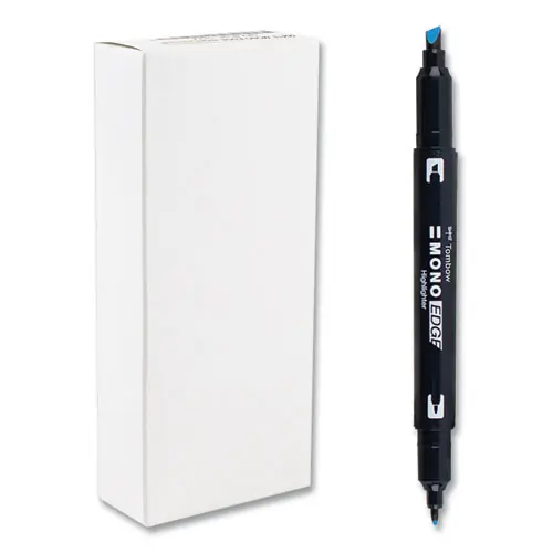 Tombow® Mono® Highlighters, Skyblue Ink, Bullet/Chisel Tip, Skyblue Barrel, 10/Box