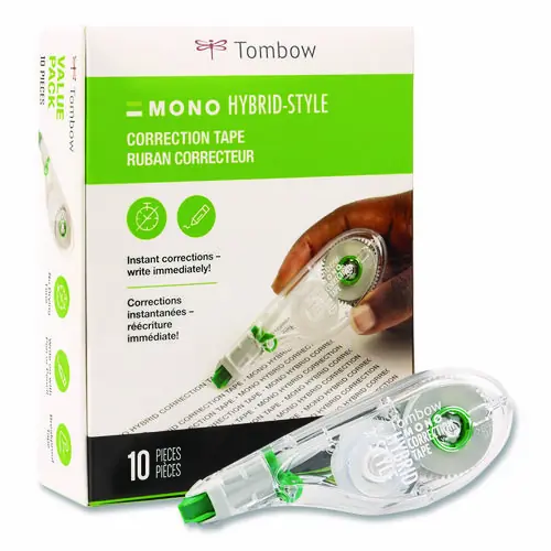 Tombow® MONO Hybrid Style Correction Tape, Non-Refillable, 10/Pack