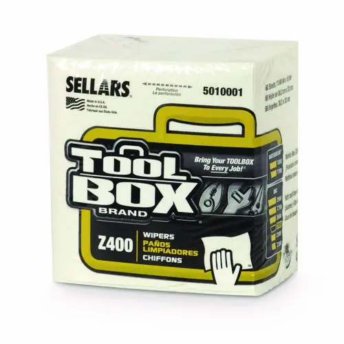 TOOLBOX® Z400 Quarterfold Wipers, 1-Ply, 11.87 x 13, White, 12/Carton