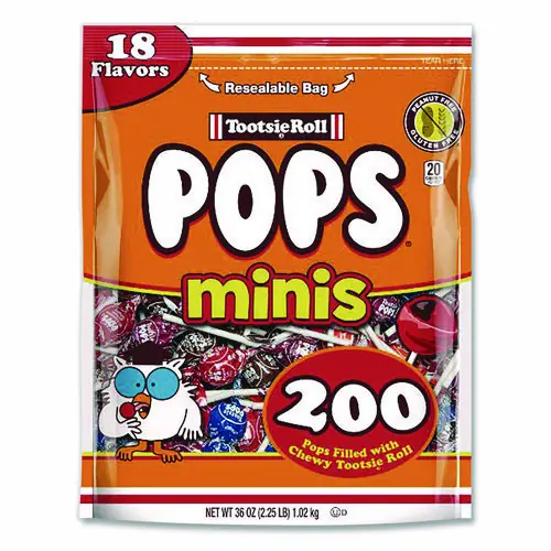Tootsie Roll® Pops Minis, Assorted Flavors, 200 Pieces, 36 oz Bag