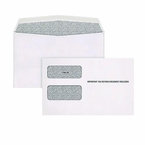 TOPS™ 1099 Double Window Envelope, Commercial Flap, Gummed Closure, 5.63 x 9, White, 24/Pack