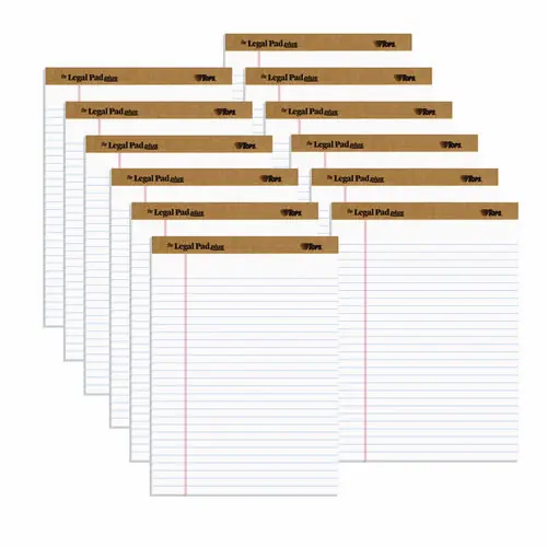 TOPS™ "The Legal Pad" Plus Ruled Perforated Pads, Wide/Legal Rule, 50 White Sheets, 8.5 x 11.75 inches, Dozen