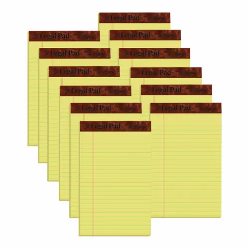 TOPS™ "The Legal Pad" Ruled Perforated Pads, Narrow Rule, 5" x 8", Canary-Yellow, 50 Sheets, Dozen
