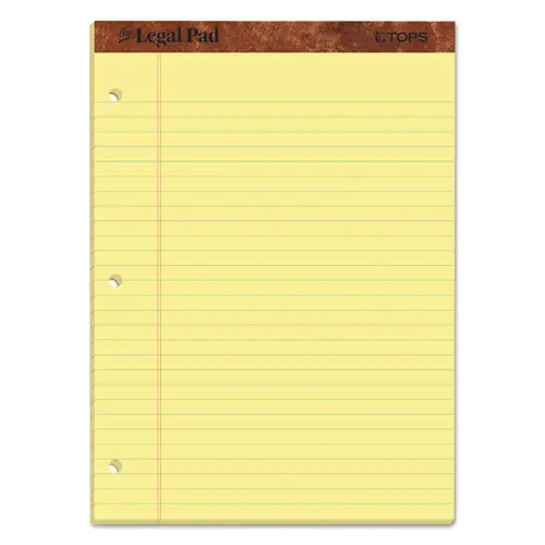 TOPS™ "The Legal Pad" Ruled Perforated Pads, Wide/Legal Rule, 50 Sheets, Canary-Yellow, 8.5 x 11.75, Dozen