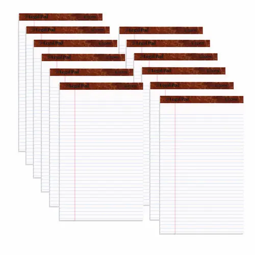 TOPS™ "The Legal Pad" Ruled Perforated Pads, Wide/Legal Rule, 50 White Sheets, 8.5" x 14", Dozen