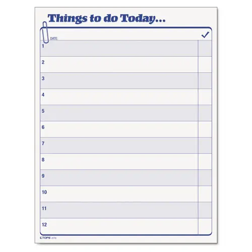 TOPS™ "Things To Do Today" Daily Agenda Pad, One-Part (No Copies), 8.5 x 11, 100 Forms Total