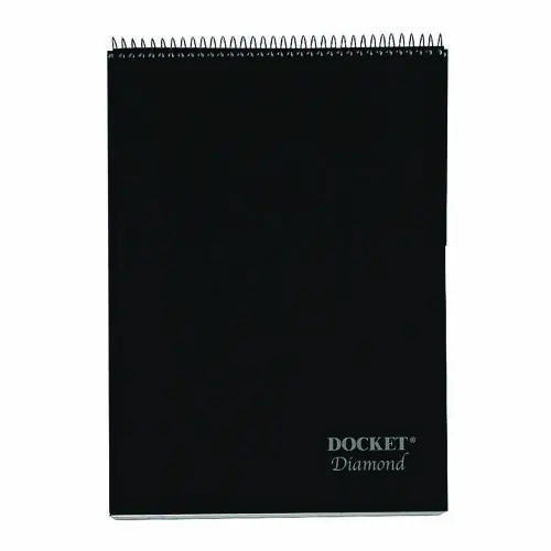 TOPS™ Docket Diamond Top-Wire Ruled Planning Pad, Wide/Legal Rule, Black Cover, 60 White 8.5 x 11.75 Sheets