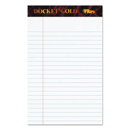 TOPS™ Docket Gold Ruled Perforated Pads, Narrow Rule, 50 White 5 x 8 Sheets, 12/Pack