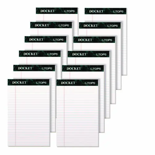 TOPS™ Docket Ruled Perforated Pads, Narrow Rule, 50 White 5 x 8 Sheets, 12/Pack