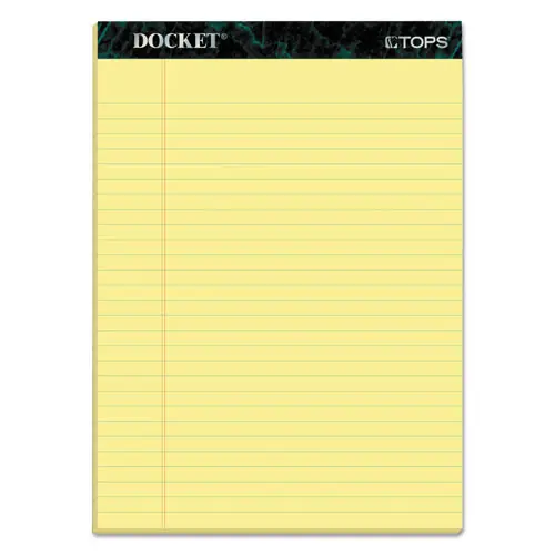 TOPS™ Docket Ruled Perforated Pads, 8.5" x 11.75", Canary-Yellow, 50 Sheets per Pad, 12 Pack